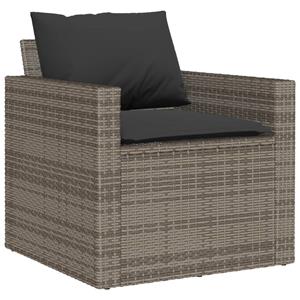 vidaXL 6-delige Loungeset met kussens poly rattan grijs