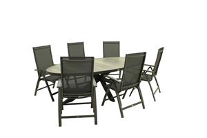 Relax Diningset Oakland Nice Grey Ovaal 7-delig 240 x 115 cm