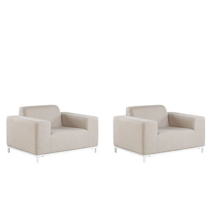 BELIANI Tuinfauteuil set van 2 stof beige/wit ROVIGO