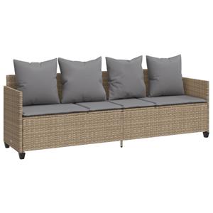 vidaXL 5-delige Loungeset met kussens poly rattan beige