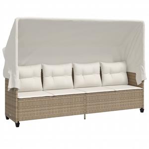 vidaXL 5-delige Loungeset met kussens poly rattan beige