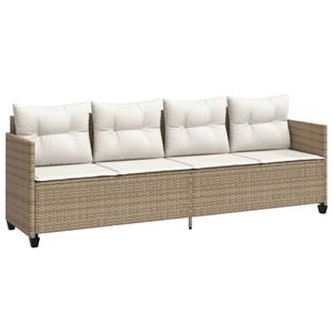 vidaXL 5-delige Loungeset met kussens poly rattan beige