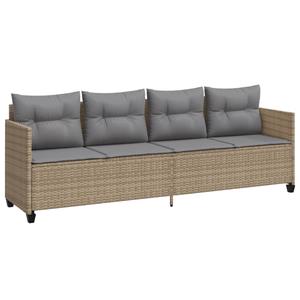 vidaXL 5-delige Loungeset met kussens poly rattan beige