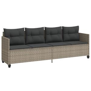 vidaXL 5-delige Loungeset met kussens poly rattan lichtgrijs