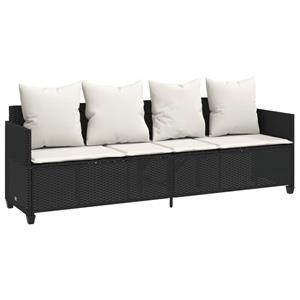 vidaXL 5-delige Loungeset met kussens poly rattan zwart