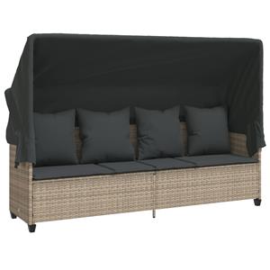 vidaXL 5-delige Loungeset met kussens poly rattan lichtgrijs