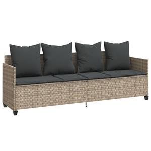 vidaXL 5-delige Loungeset met kussens poly rattan lichtgrijs