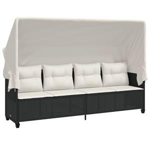 vidaXL 5-delige Loungeset met kussens poly rattan zwart