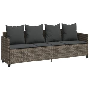 vidaXL 5-delige Loungeset met kussens poly rattan grijs