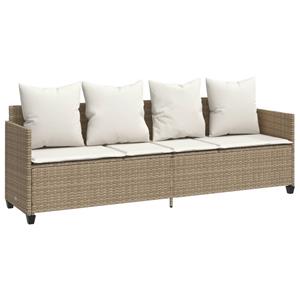 vidaXL 5-delige Loungeset met kussens poly rattan beige