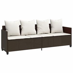 vidaXL 5-delige Loungeset met kussens poly rattan bruin