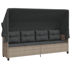 vidaXL 5-delige Loungeset met kussens poly rattan lichtgrijs