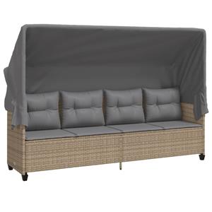 vidaXL 5-delige Loungeset met kussens poly rattan beige