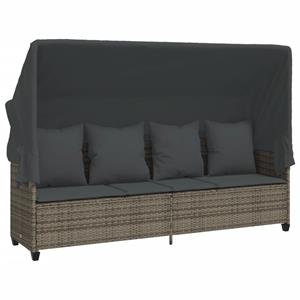 vidaXL 5-delige Loungeset met kussens poly rattan grijs