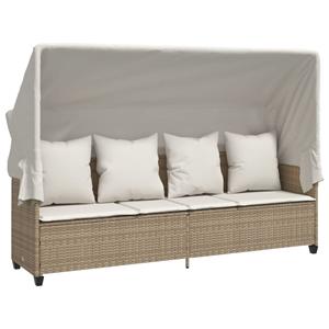 vidaXL 5-delige Loungeset met kussens poly rattan beige