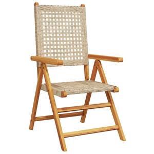 vidaXL 7-delige Tuinset poly rattan en massief hout beige