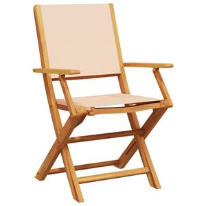 vidaXL Tuinstoelen 4 st inklapbaar stof en massief hout beige