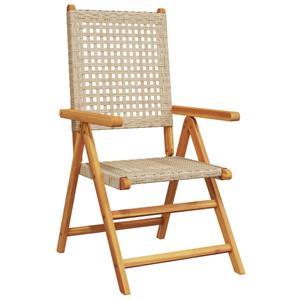 vidaXL Tuinstoelen 4 st verstelbaar poly rattan en massief hout beige