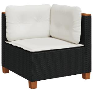 vidaXL 4-delige Loungeset met kussens poly rattan zwart