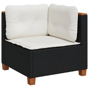 vidaXL 5-delige Loungeset met kussens poly rattan zwart