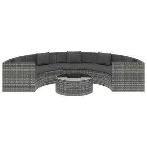 vidaXL 6-delige Loungeset met kussens poly rattan grijs