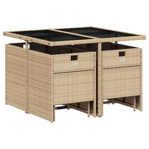 vidaXL 9-delige Tuinset met kussens poly rattan beige