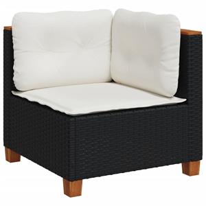 vidaXL 7-delige Loungeset met kussens poly rattan zwart