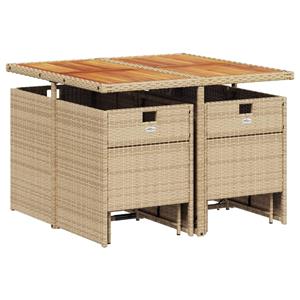 vidaXL 9-delige Tuinset met kussens poly rattan beige