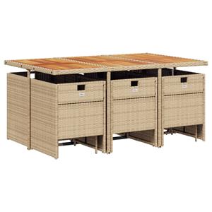 vidaXL 11-delige Tuinset met kussens poly rattan beige