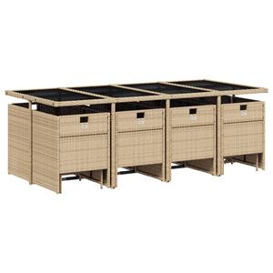 vidaXL 13-delige Tuinset met kussens poly rattan gemengd beige