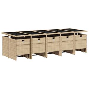 vidaXL 15-delige Tuinset met kussens poly rattan gemengd beige