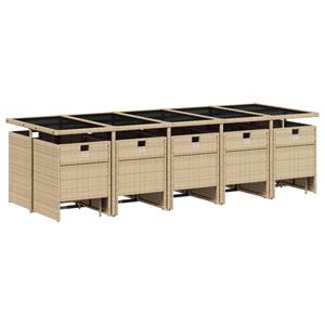 vidaXL 15-delige Tuinset met kussens poly rattan beige