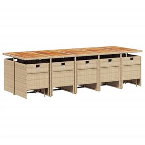 vidaXL 15-delige Tuinset met kussens poly rattan beige