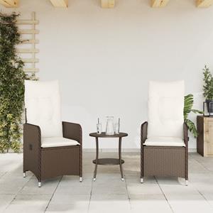 vidaXL Tuinstoelen 2 st verstelbaar met kussens poly rattan bruin