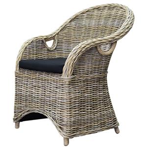 AVH-Collectie Macau dining tuinstoel met handgat naturel rotan - olefin black