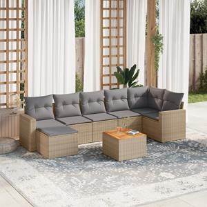 VidaXL 8-delige Loungeset met kussens poly rattan gemengd beige