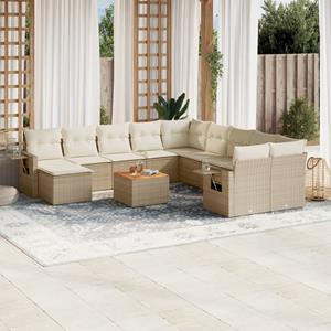 VidaXL 14-delige Loungeset met kussens poly rattan beige