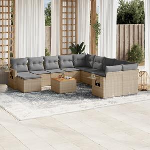 VidaXL 14-delige Loungeset met kussens poly rattan gemengd beige