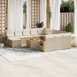 VidaXL 13-delige Loungeset met kussens poly rattan beige