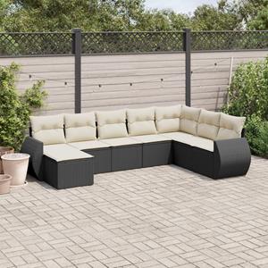 VidaXL 8-delige Loungeset met kussens poly rattan zwart