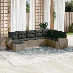 VidaXL 8-delige Loungeset met kussens poly rattan grijs