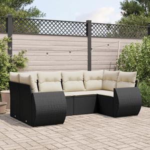 VidaXL 6-delige Loungeset met kussens poly rattan zwart