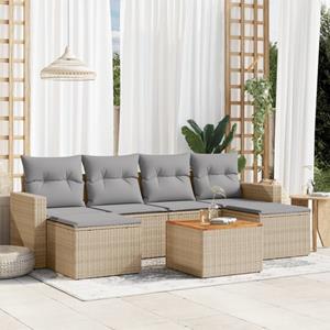 VidaXL 7-delige Loungeset met kussens poly rattan beige