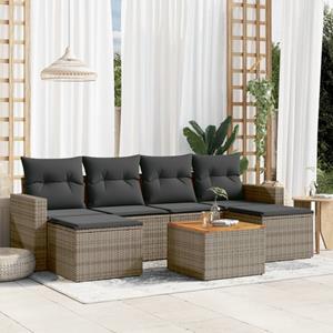 VidaXL 7-delige Loungeset met kussens poly rattan grijs