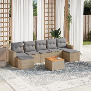 VidaXL 8-delige Loungeset met kussens poly rattan beige