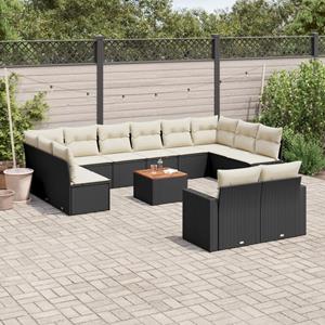 VidaXL 13-delige Loungeset met kussens poly rattan zwart