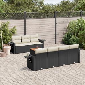 VidaXL 8-delige Loungeset met kussens poly rattan zwart