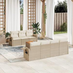 VidaXL 8-delige Loungeset met kussens poly rattan beige