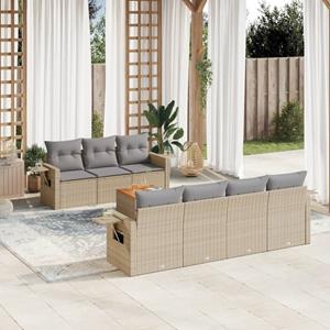 VidaXL 8-delige Loungeset met kussens poly rattan beige