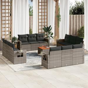 VidaXL 13-delige Loungeset met kussens poly rattan grijs